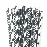 125 Pcs Mixed 5 Styles Black Drinking Paper Straws