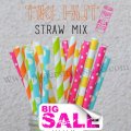 200pcs Tiki Hut Party Paper Straws Mixed