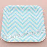 7" Blue Chevron Square Paper Plates 60pcs