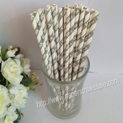 RAH Print Gray Striped Paper Straws 500pcs