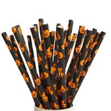 Halloween Assorted Orange Pumkin Black Paper Straws 500 Pcs