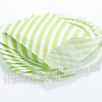 Green Diagonal Stripe Paper Favor Bags 400pcs [pfbags056]