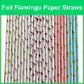 Flamingo Paper Straws Light Pink Gold Foil 500 pcs