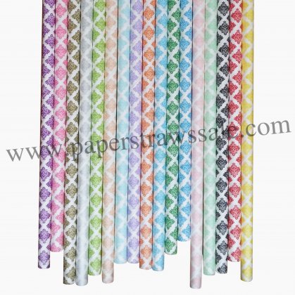 Damask Paper Straws 1700pcs Mixed 17 Colors [damaskpaperstraws000]