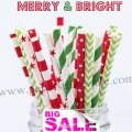 250pcs MERRY & BRIGHT Christmas Paper Straws Mixed 250pcs MERRY & BRIGHT Christmas Paper Straws Mixed