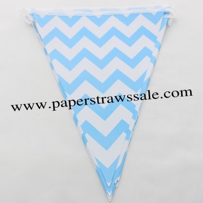 Blue Chevron Party Triangle Bunting Flags 20 Strings [paperflags009]