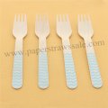 Wooden Forks Light Blue Zig Zag Printed 100pcs Wooden Forks Light Blue Zig Zag Printed 100pcs