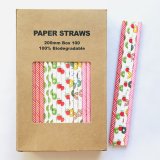 100 Pcs/Box Mixed Fruit Weave Donut Harvest Basket Paper Straws