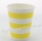 90Z Yellow Striped Paper Drinking Cups 120pcs