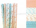 200pcs Baby Pink Light Blue Paper Straws Mixed