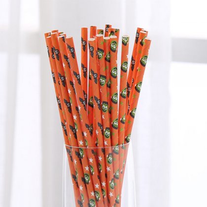 Halloween Zombie Bat Orange Paper Straws 500 pcs