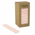 250 pcs/Box Light Pink Stripe Paper Straws