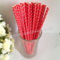 Red Paper Drinking Straws White Tiny Dot 500pcs