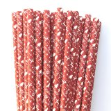 Red With White Christmas Pattern Print Paper Straws 500 Pcs