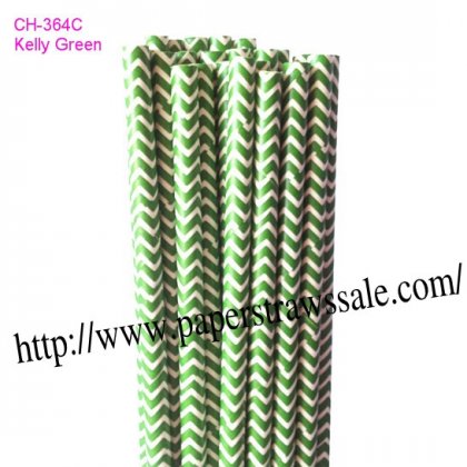 Kelly Green Chevron Printed Paper Straws 500pcs