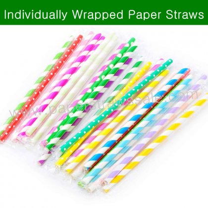 Individually Wrapped Paper Drinking Straws 1000pcs [ipaperstraws002]