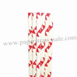 Red Bunting Flags Printed Paper Straws 500pcs