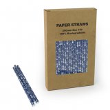 100 pcs/Box Navy Blue Anchor Paper Drinking Straws