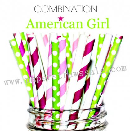 200pcs AMERICAN GIRL Paper Straws Mixed