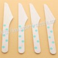 Wooden Knives with Aqua Polka Dot Print 100pcs