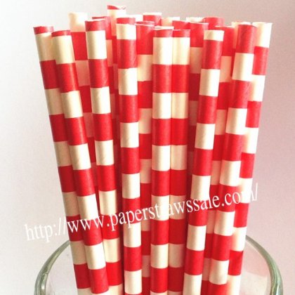 Red Circle Sailor Striped Paper Straws 500pcs [sspaperstraws017]