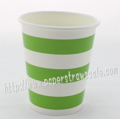90Z Green Striped Paper Drinking Cups 120pcs [dpapercups008]