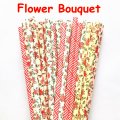 100 Pcs/Box Mixed Garden Floral Flower Bouquet Paper Straws