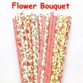 100 Pcs/Box Mixed Garden Floral Flower Bouquet Paper Straws