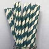 Dark Blue Navy Striped Paper Straws Clearance