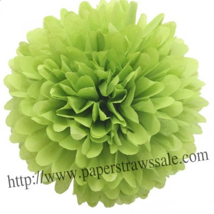 8" and 14" Pom Pom Tissue Apple Green 20pcs [paperflower014]