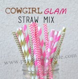 200pcs COWGIRL GLAM Theme Paper Straws Mixed