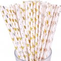 100 Pcs/Box Mixed Metallic Foil Horse Pony Paper Straws