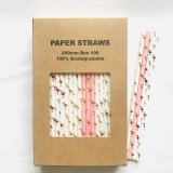 100 Pcs/Box Mixed Metallic Foil Flamingo Paper Straws