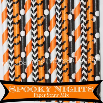 200pcs Halloween Spooky Nights Paper Straws Mixed [themedstraws324]