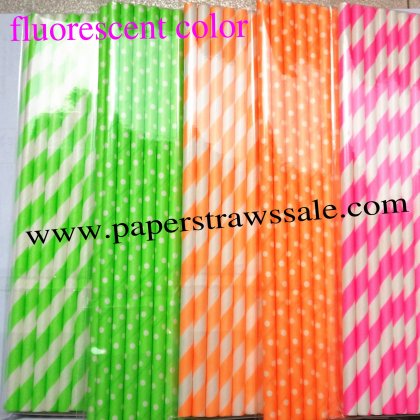 Fluorescent Color Paper Straws 1500pcs Mixed 5 Colors [nfcmpaperstraws001]