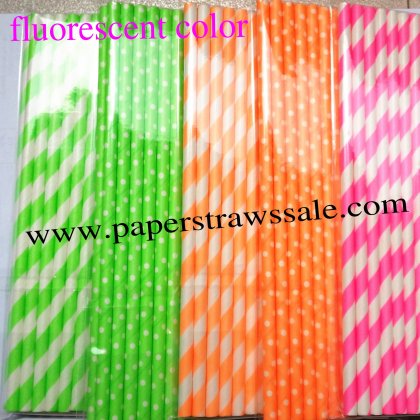 Fluorescent Color Paper Straws 1500pcs Mixed 5 Colors