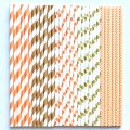 100 Pcs/Box Mixed Orange Brown Gold Autumn Blessings Paper Straw