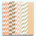 100 Pcs/Box Mixed Orange Brown Gold Autumn Blessings Paper Straw