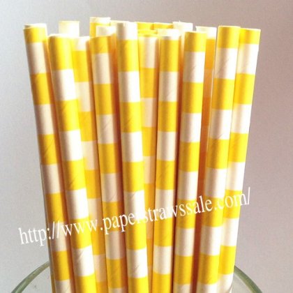 Yellow Sailor Striped White Paper Straws 500pcs [sspaperstraws019]