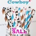 200pcs COWBOY Western Themed Paper Straws Mixed