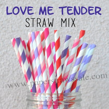 250pcs Love We Tender Theme Paper Straws Mixed [themedstraws057]