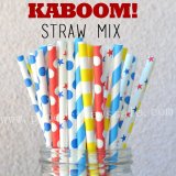 250pcs KABOOM Superhero Paper Straws Mixed