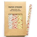 100 Pcs/Box Mixed Floral Vintage Flower Paper Straws