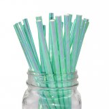 Foil Aqua Blue Iridescent Paper Straws 500 pcs