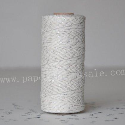 Metallic Silver Striped Bakers Twine 15 Spools [bakerstwine031]