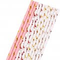 100 Pcs/Box Mixed Metallic Foil Flamingo Paper Straws