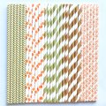 100 Pcs/Box Mixed Orange Brown Gold Fall Elegance Paper Straws