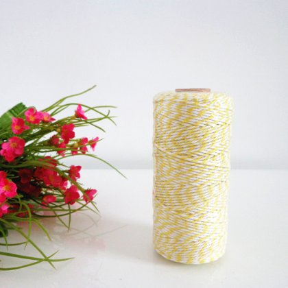 Yellow Striped Bakers Twine with White 15 Spools [bakerstwine012]