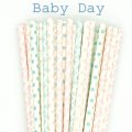 100 Pcs/Box Mixed Gender Reveal Baby Day Party Paper Straws