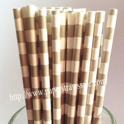 Grey Circle Stripe White Paper Straws 500pcs